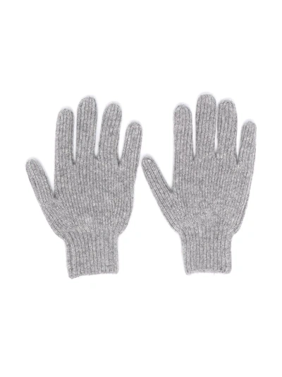 Bonpoint Kids' Ribbed-knit Cashmere Gloves In Grey