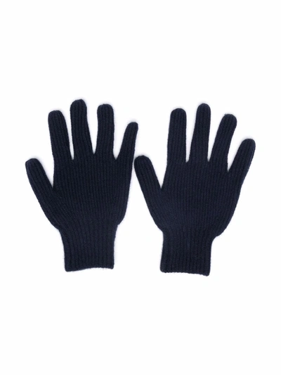 Bonpoint Kids' Ribbed-knit Cashmere Gloves In Blue