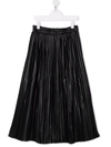 Mm6 Maison Margiela Faux Leather Long Pleated Skirt In Black