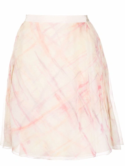 Pre-owned Dior 2010s  Marble-printed Pleated Skirt In Neutrals