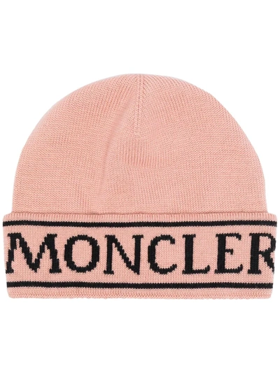 Moncler Logo羊毛便帽 In Pink