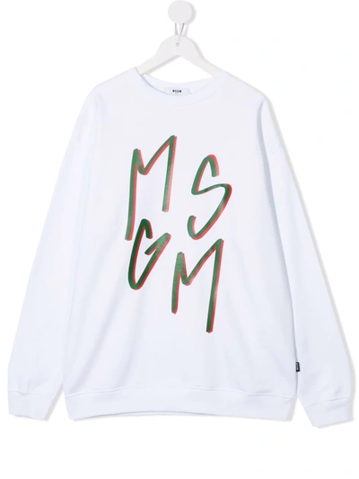 Msgm Teen Logo-print Sweatshirt In White