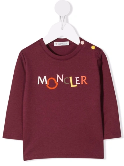 Moncler Babies' Logo印花长袖t恤 In Red