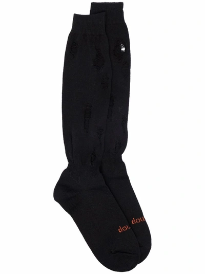 Doublet Monogram Calf-length Socks In Black