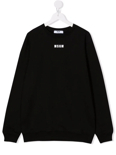 Msgm Teen Logo-print Cotton Sweatshirt In Black