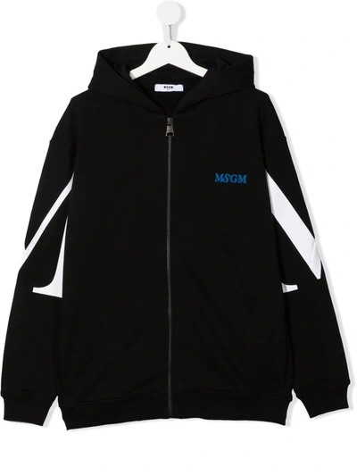 Msgm Teen Logo-print Hoodie In Black