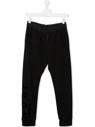 DSQUARED2 TEEN DRAWSTRING COTTON TRACK PANTS