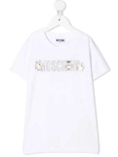 Moschino Kids' Logo-print Short-sleeved T-shirt In White