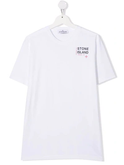Stone Island Junior Teen Logo-print Cotton T-shirt In White