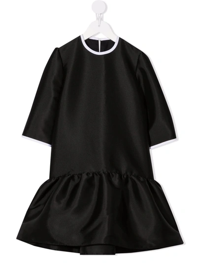 Señorita Lemoniez Teen Peplum-hem Organic Cotton Dress In Black