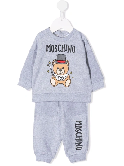 Moschino Kids' Teddy Bear Motif Tracksuit In Grey