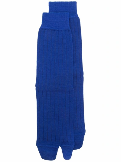 Maison Margiela Tabi Wool-blend Socks In Blue