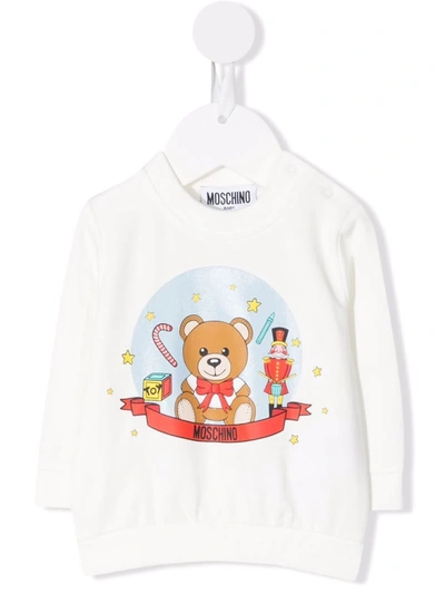 Moschino Babies' Teddy Bear Motif Sweater In White