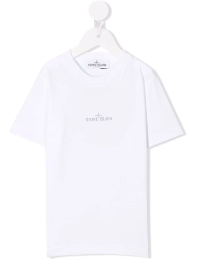 Stone Island Junior Kids' Logo-print Short-sleeved T-shirt In White