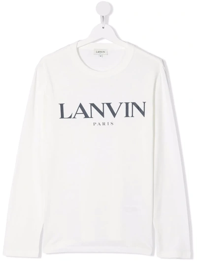 Lanvin Enfant Kids' Logo-print Long-sleeve Sweatshirt In White