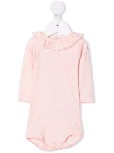 Petit Bateau Babies' Ruffle-trimmed Cotton Body In Pink