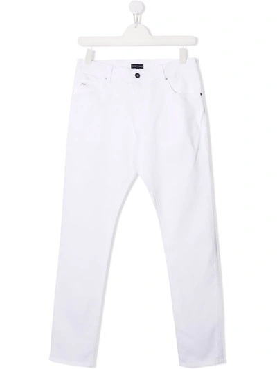 Emporio Armani Kids' Mid-rise Skinny Jeans In White