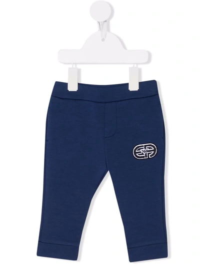 Emporio Armani Babies' Embroidered Track Track Pants In Blue