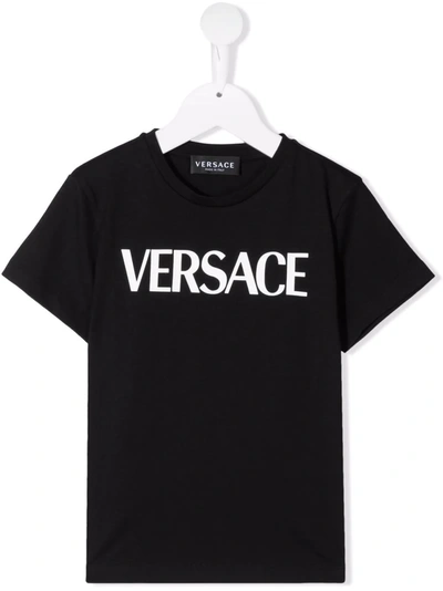 Versace Kids' Medusa Smiley Logo Cotton Graphic Tee In 6b710 Black Multicolor Bianco