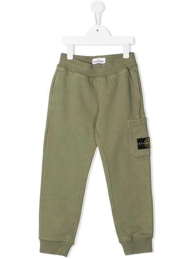 Stone Island Kids' Logo-patch Track Trousers In Green