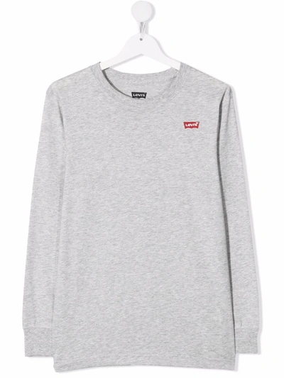 Levi's Teen Logo-patch Long-sleeved T-shirt In Grey