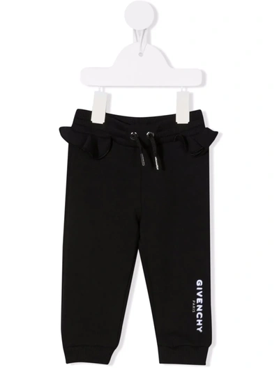 Givenchy Babies' Logo-print Ruffled Track Trousers In Black