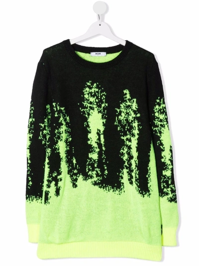 Msgm Teen Acid Contrast Knitted Jumper In Black
