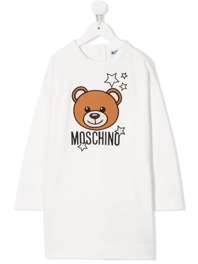 Moschino Kids' Starry Teddy Bear Dress In White