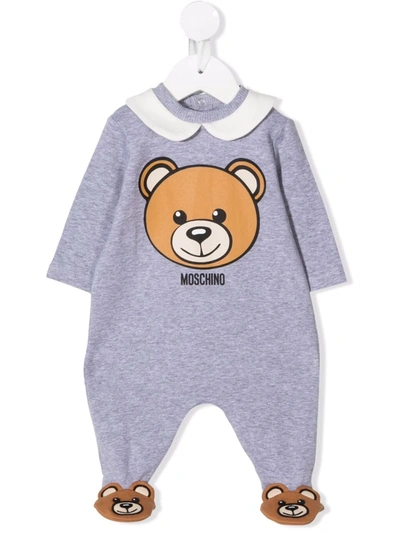 Moschino Babies' Teddy Bear-print Stretch-cotton Pyjama In Grigio