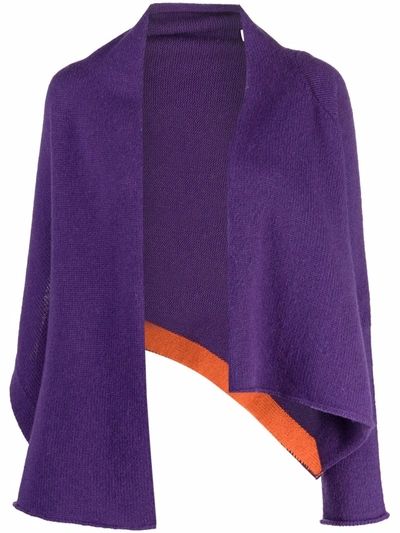 Pre-owned Dries Van Noten 1990s Knitted Asymmetric Cardigan In Purple