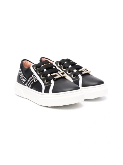 Elisabetta Franchi La Mia Bambina Teen Lace-up Leather Trainers In Black
