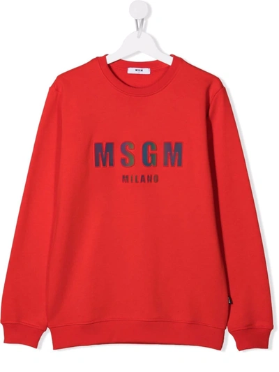 Msgm Teen Logo-print Sweatshirt In Red