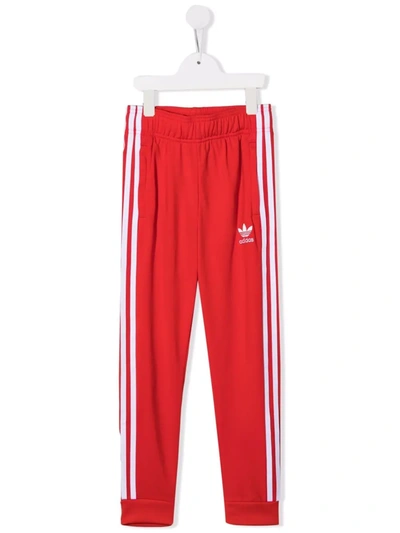 Adidas Originals Kids' Trefoil-logo Track Trousers In Red