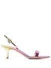 Gianvito Rossi Metallic-effect Leather Sandals In Purple