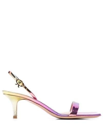 Gianvito Rossi Metallic-effect Leather Sandals In Pink