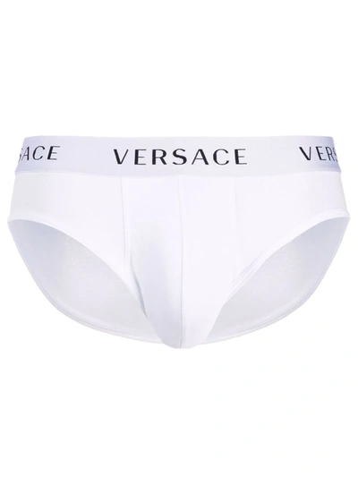 Versace Logo裤腰三角内裤 In White
