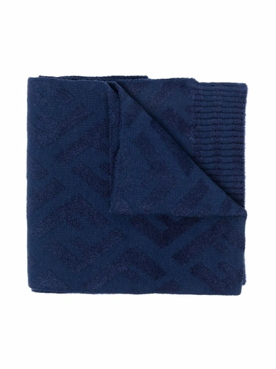 Fendi Kids' Monogram-pattern Scarf In Blue