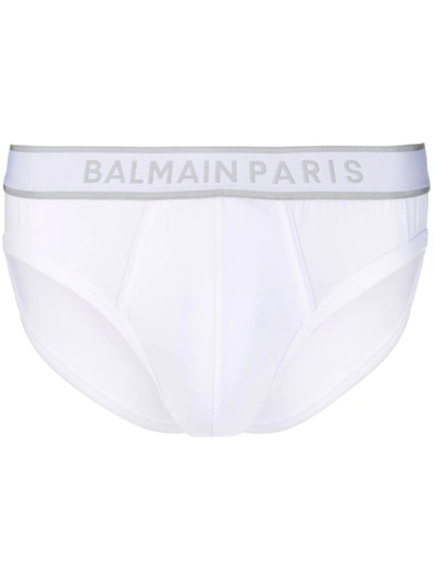 Balmain 对比logo裤腰三角内裤 In White