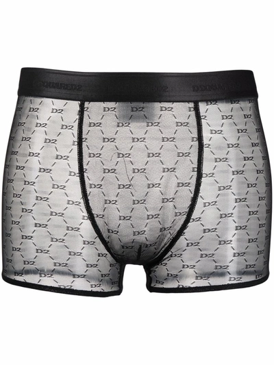 Dsquared2 Logo Print Lace Boxers In Black
