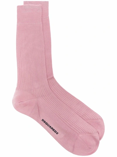 Dsquared2 Ribbed Ankle Socks In Pink