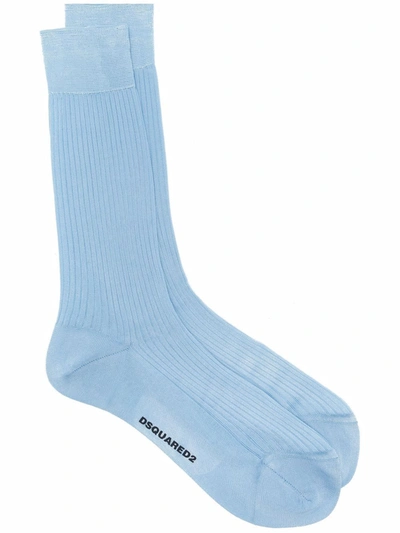 Dsquared2 Ribbed Ankle Socks In Blue