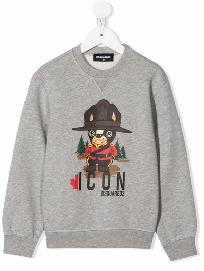 Dsquared2 Kids' Graphic-print Cotton Sweatshirt In Grey