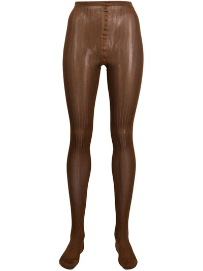 Dsquared2 Ribbed Knit Tights In Brown