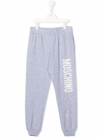 Moschino Kids' Embellished-logo Jogging Trousers In Grey