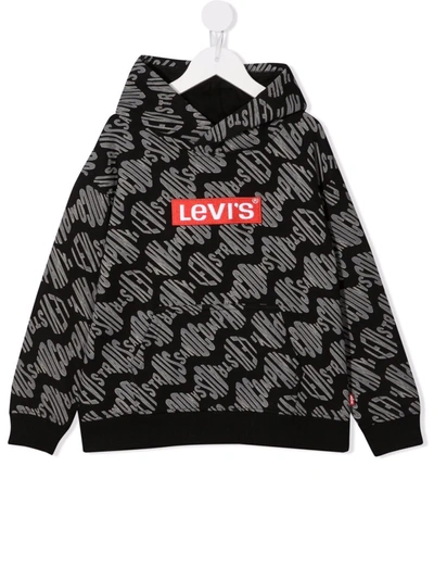 Levi's Teen Motif Print Hoodie In Black