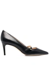 DEE OCLEPPO BUCKLE-STRAP POINTED LEATHER PUMPS