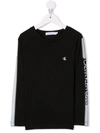 Calvin Klein Logo Print Long-sleeve T-shirt In Black