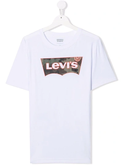 Levi's Teen Camouflage Logo-print T-shirt In White