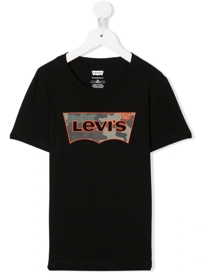 Levi's Teen Camouflage Logo-print T-shirt In Black