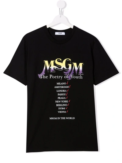 Msgm Teen The Poetry Of Youth Print T-shirt In Black